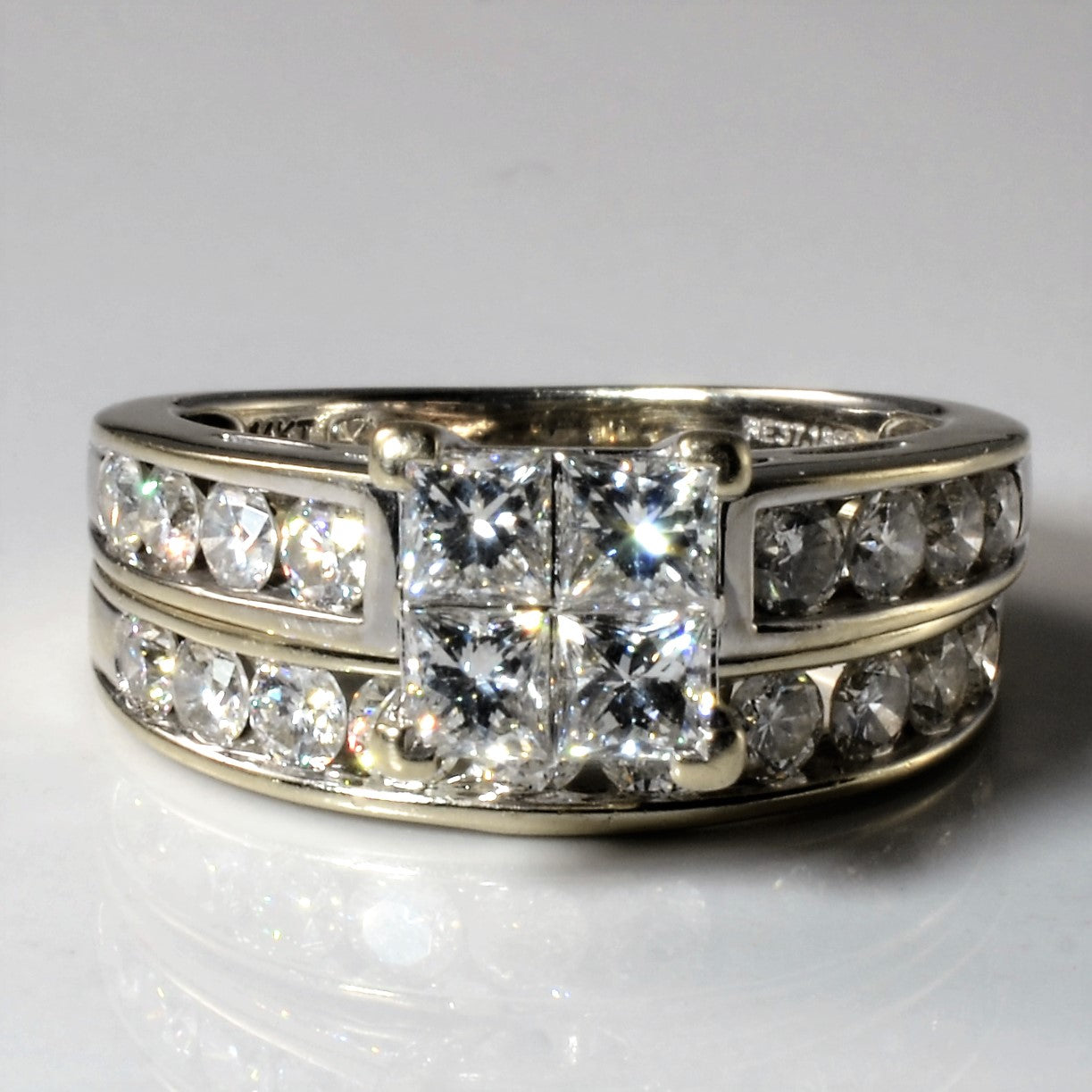 Ensemble de mariage Quad Illusion Diamond | 2,19 ct au total | Taille 6,75 | 