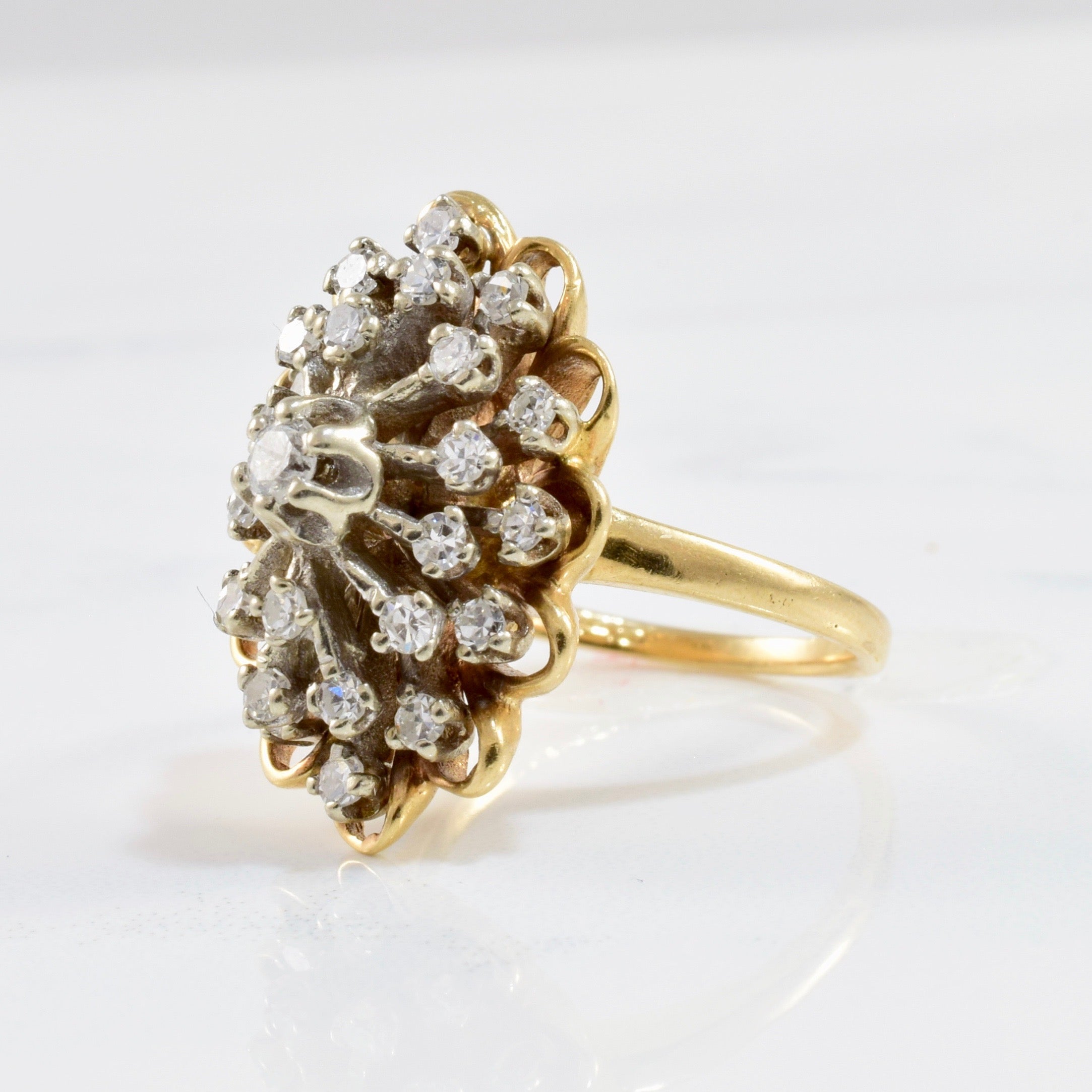 Floral Diamond Cluster Ring | 0.87 ctw SZ 6 |