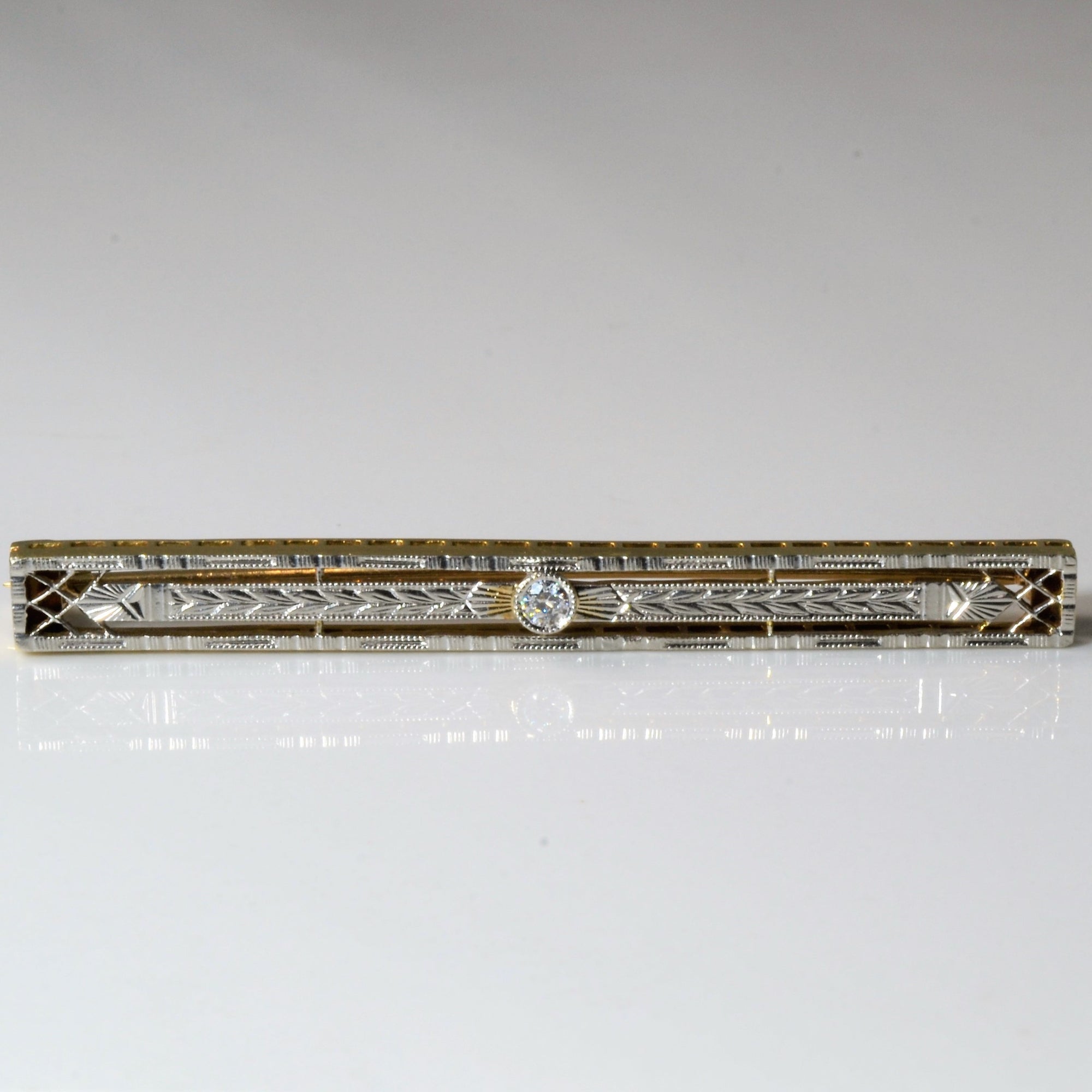 Art Deco Filigree Diamond Brooch | 0.04ct |
