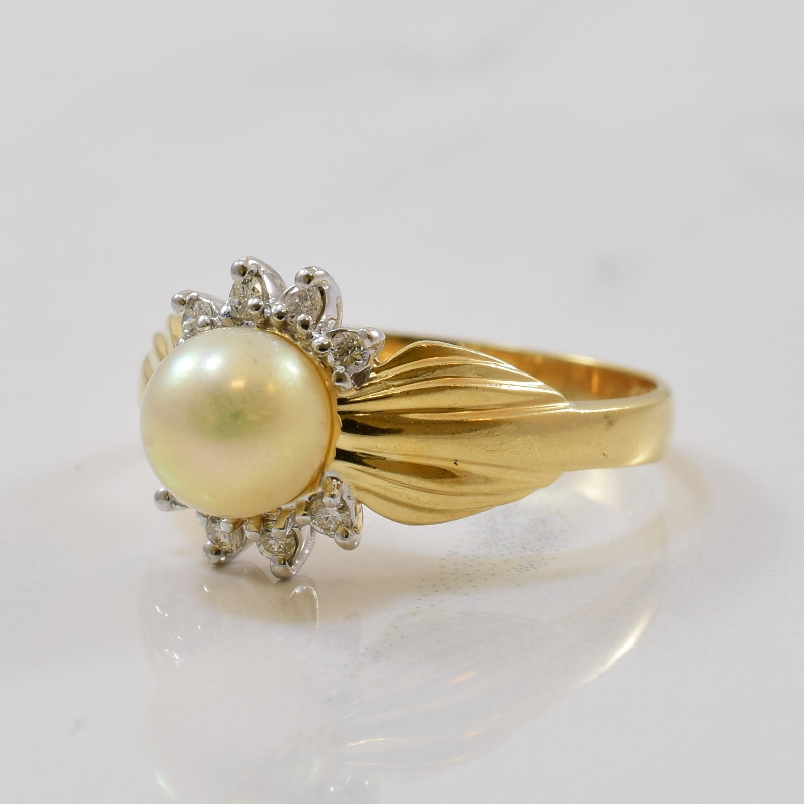 Tapered Pearl & Diamond Ring | 1.85ct, 0.08ctw | SZ 6.25 |