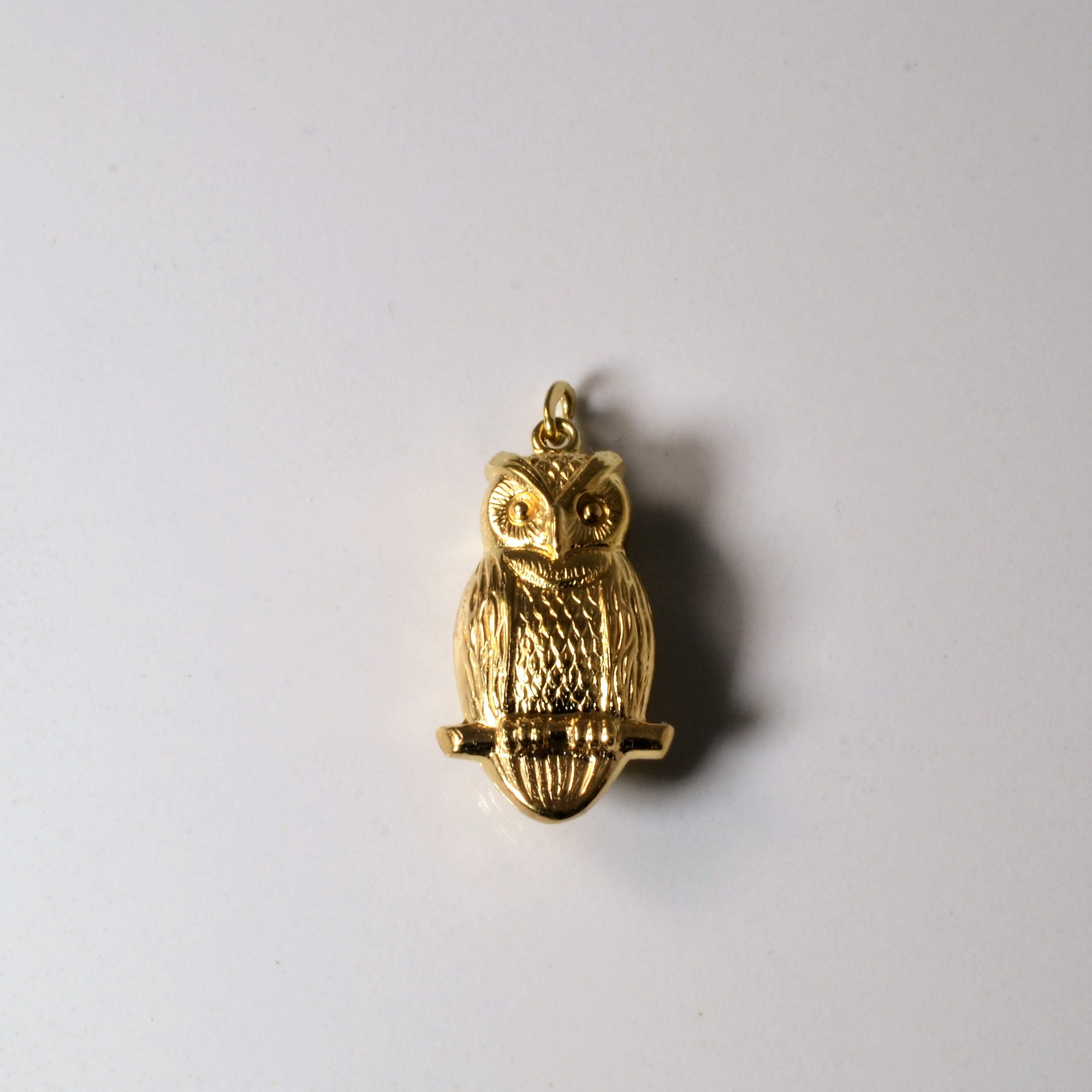 Yellow Gold Owl Pendant |