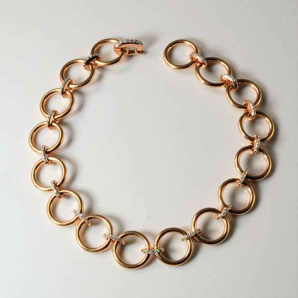Diamond Linked Rose Gold Circle Bracelet | 0.08ctw | 6.5