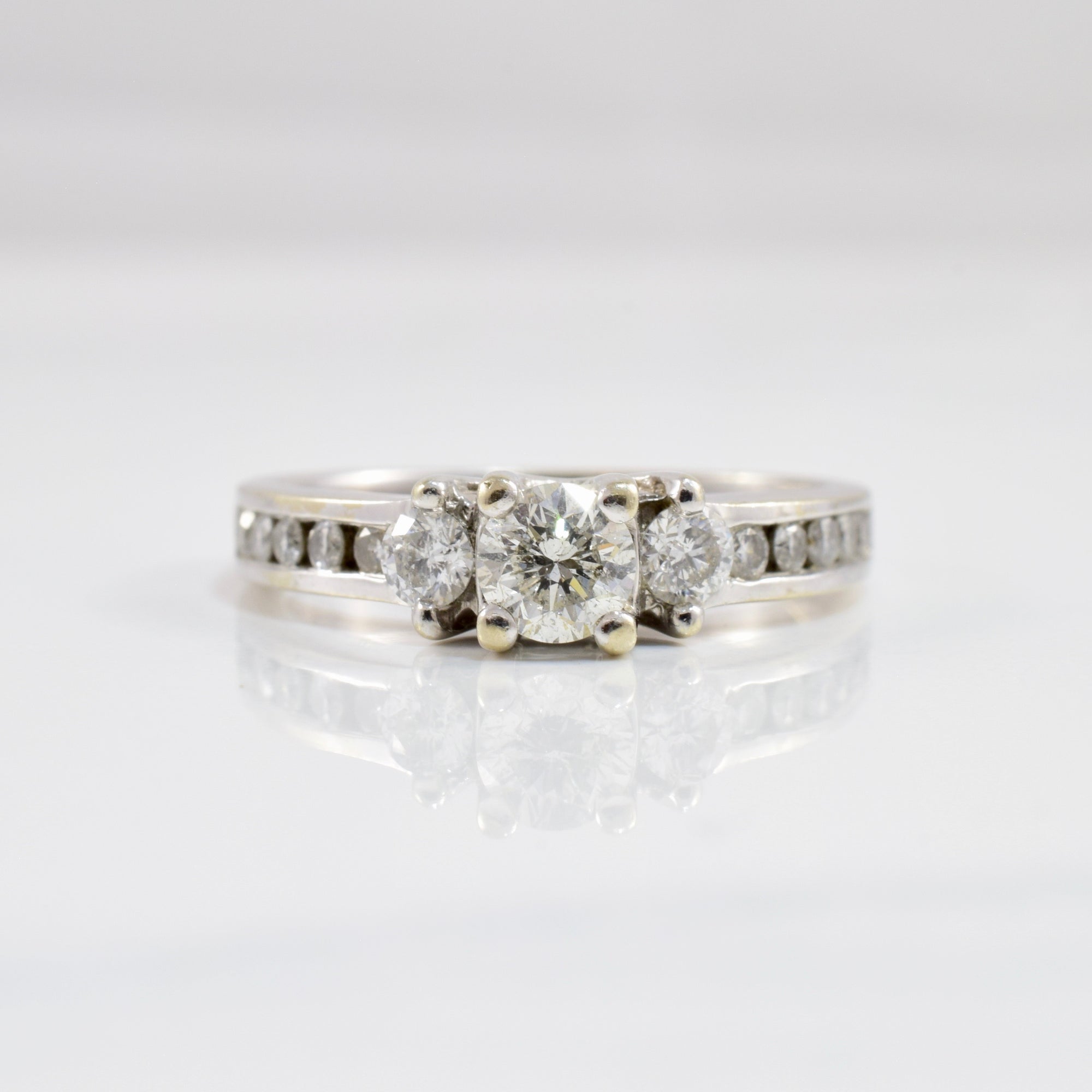 Three Stone Diamond Engagement Ring with Channel Set Accent Diamonds | 0.75 ctw SZ 7 |