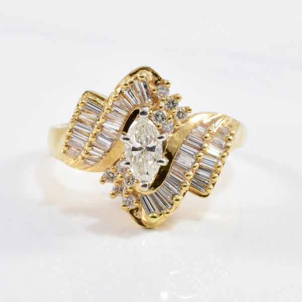 Marquise Diamond Cluster Engagement Ring | 1.05ctw | SZ 9.5 |