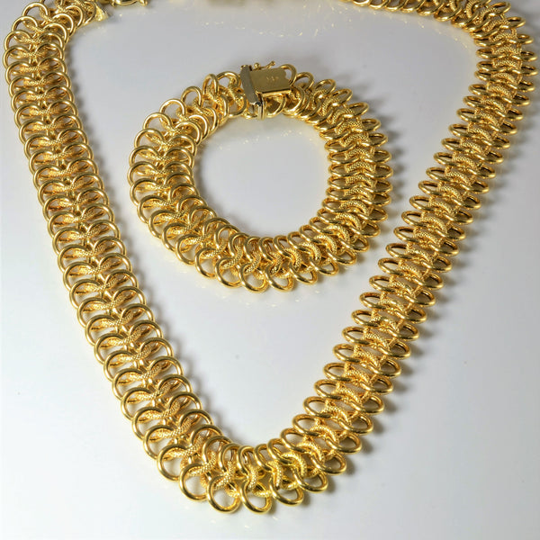Intricate Parallel Link Necklace & Bracelet Set |