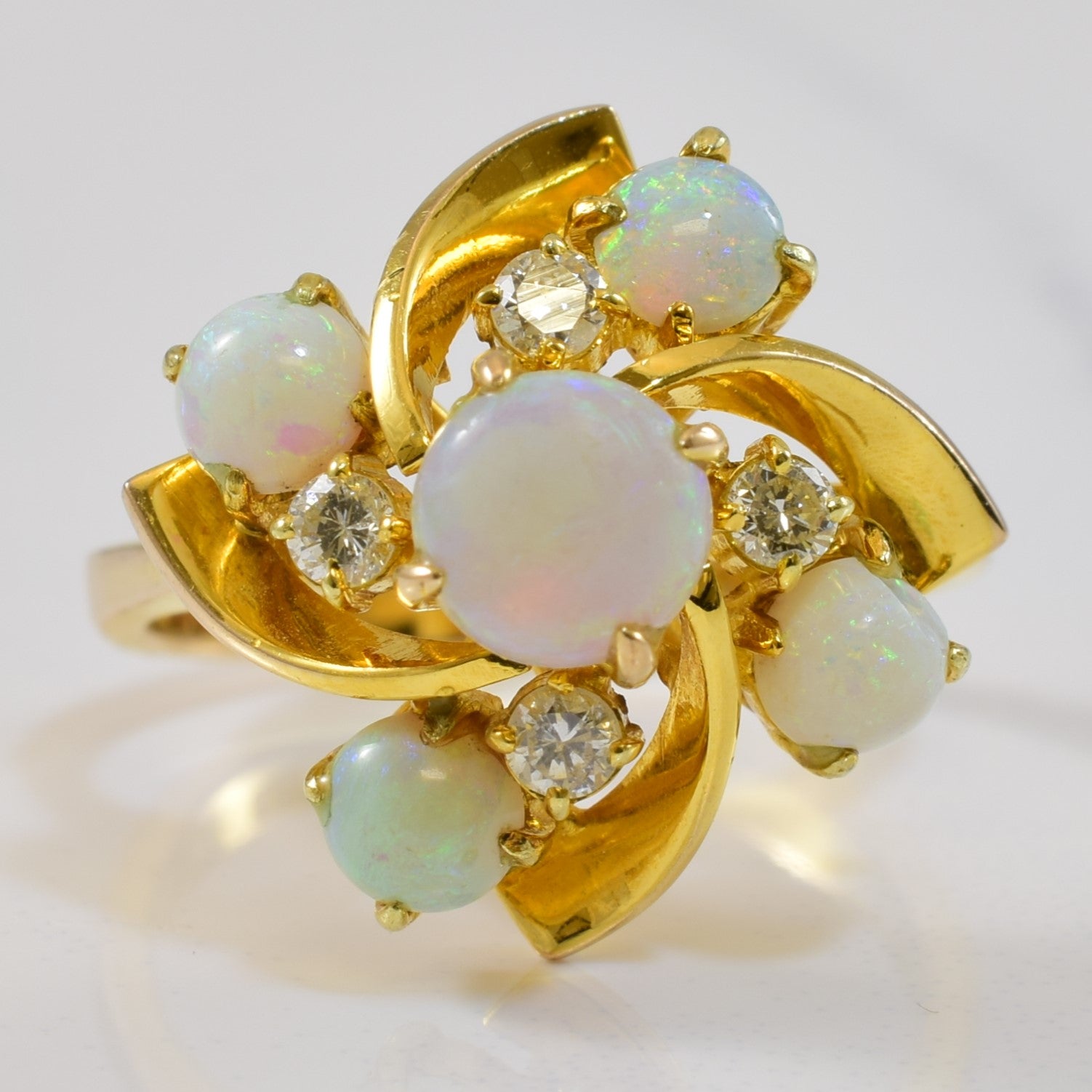 Opal & Diamond Pinwheel Ring | 1.00ctw, 0.14ctw | SZ 6.25 |