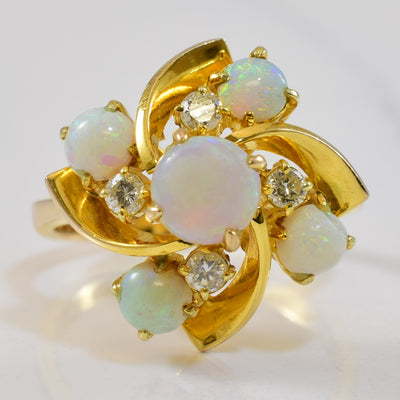 Opal & Diamond Pinwheel Ring | 1.00ctw, 0.14ctw | SZ 6.25 |