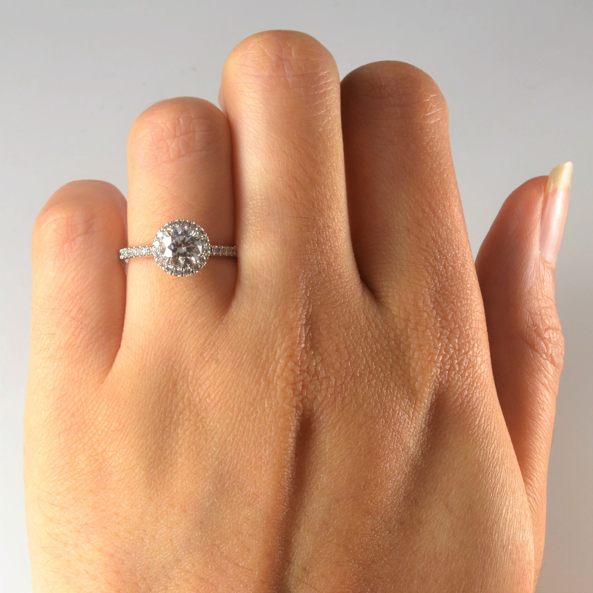Diamond Gallery Halo Engagement Ring | 1.05ctw | SZ 4.5 |