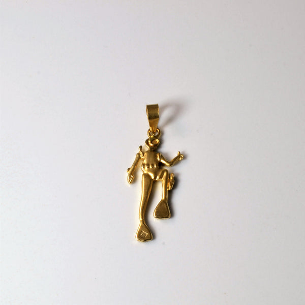 Yellow Gold Scuba Diver Pendant |