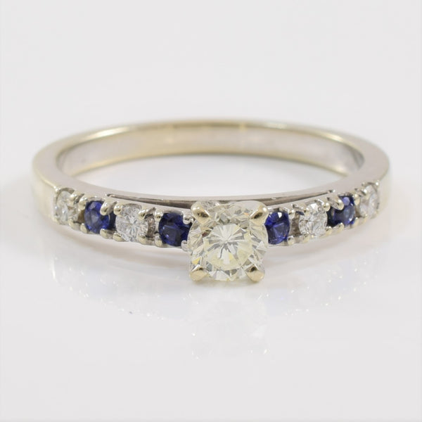 Sapphire & Diamond Band Engagement Ring| 0.10ctw, 0.35ctw | SZ 6.5 |