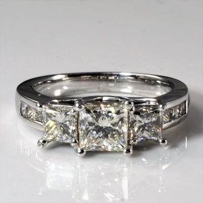 Three Stone Princess Diamond Engagement Ring | 1.39ctw | SZ 4.5 |