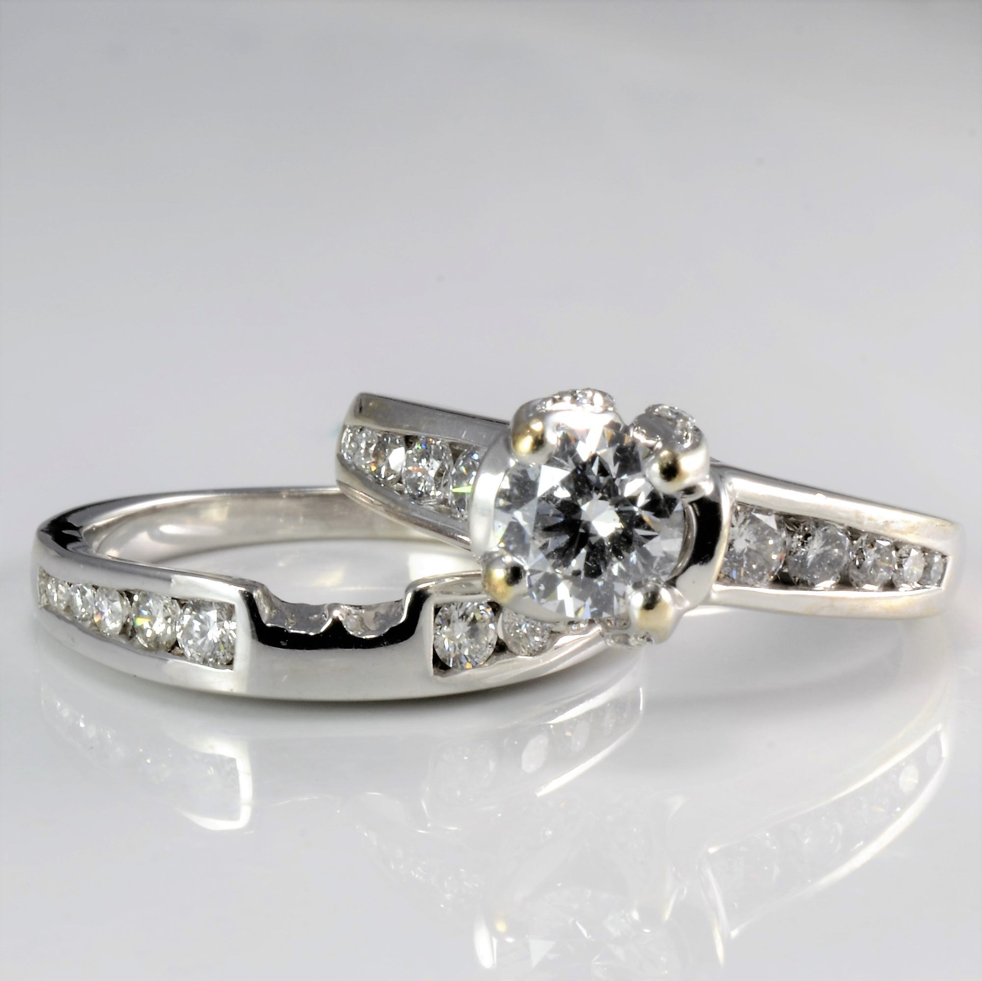 Channel Diamond Wedding Ring Set | 0.90 ctw, SZ 5.75 |