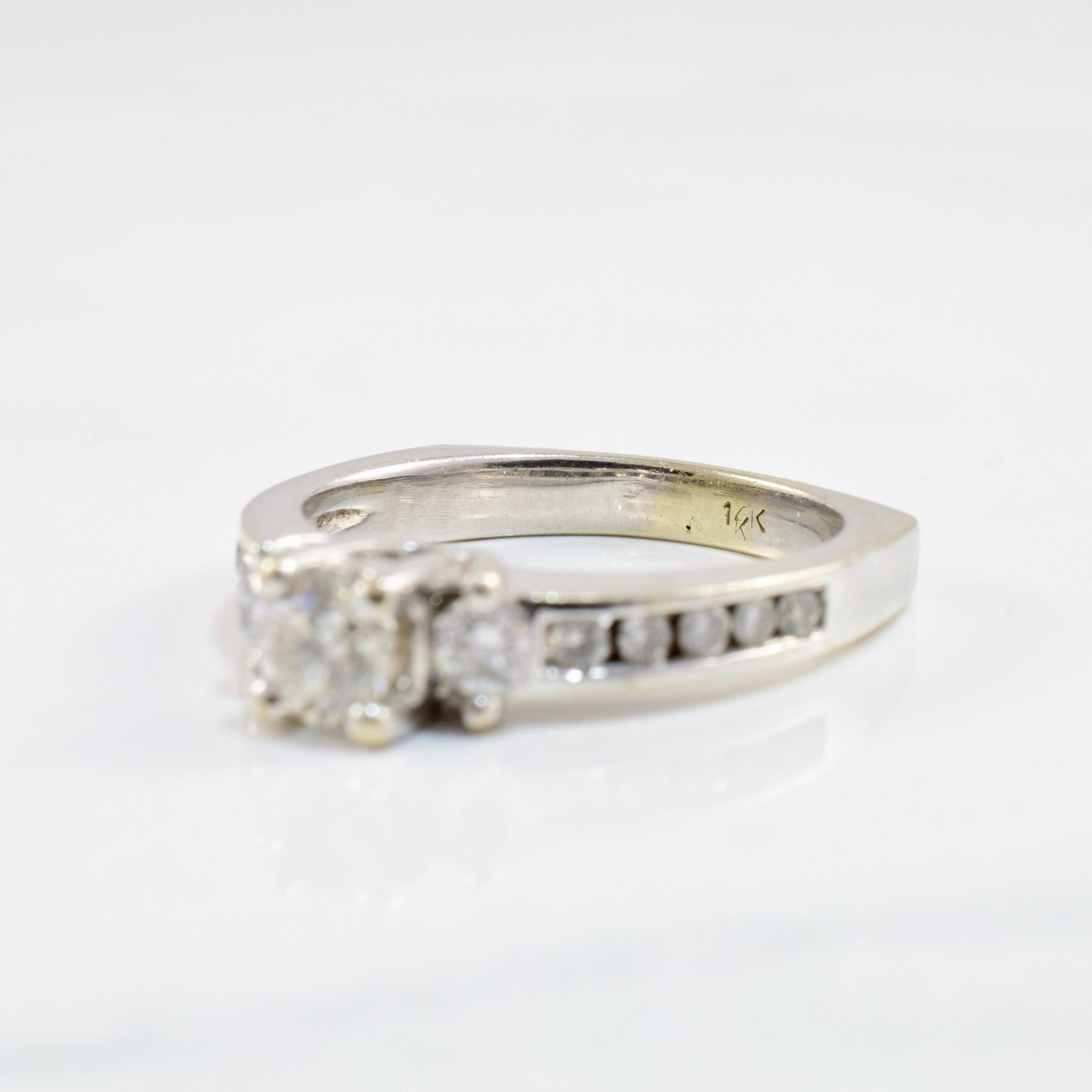 Three Stone Diamond Engagement Ring with Channel Set Accent Diamonds | 0.75 ctw SZ 7 |