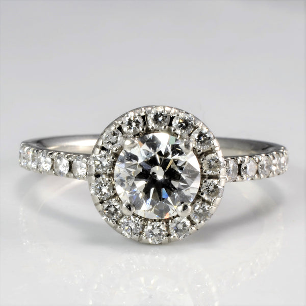 Diamond Halo Engagement Ring | 1.26 ctw, SZ 7.5 |