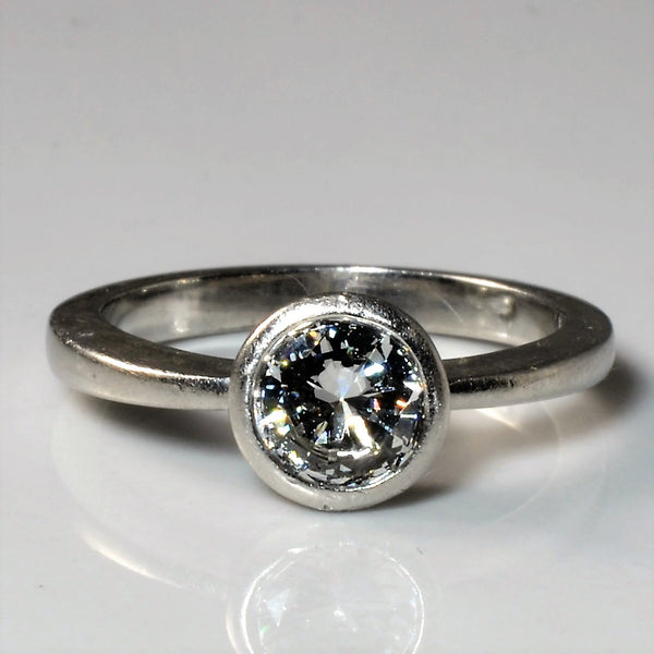 Platinum Bezel Set Solitaire Engagement Ring | 0.70ct | SZ 5.5 |