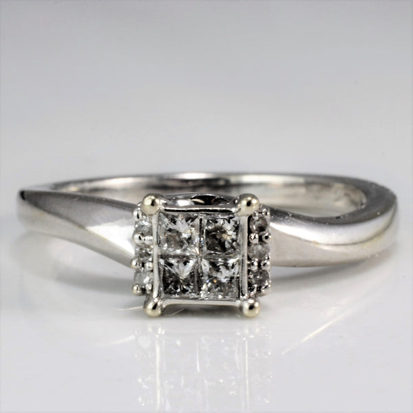 Detailed Princess Cut Diamond Promise Ring | 0.22 ctw, SZ 6 |
