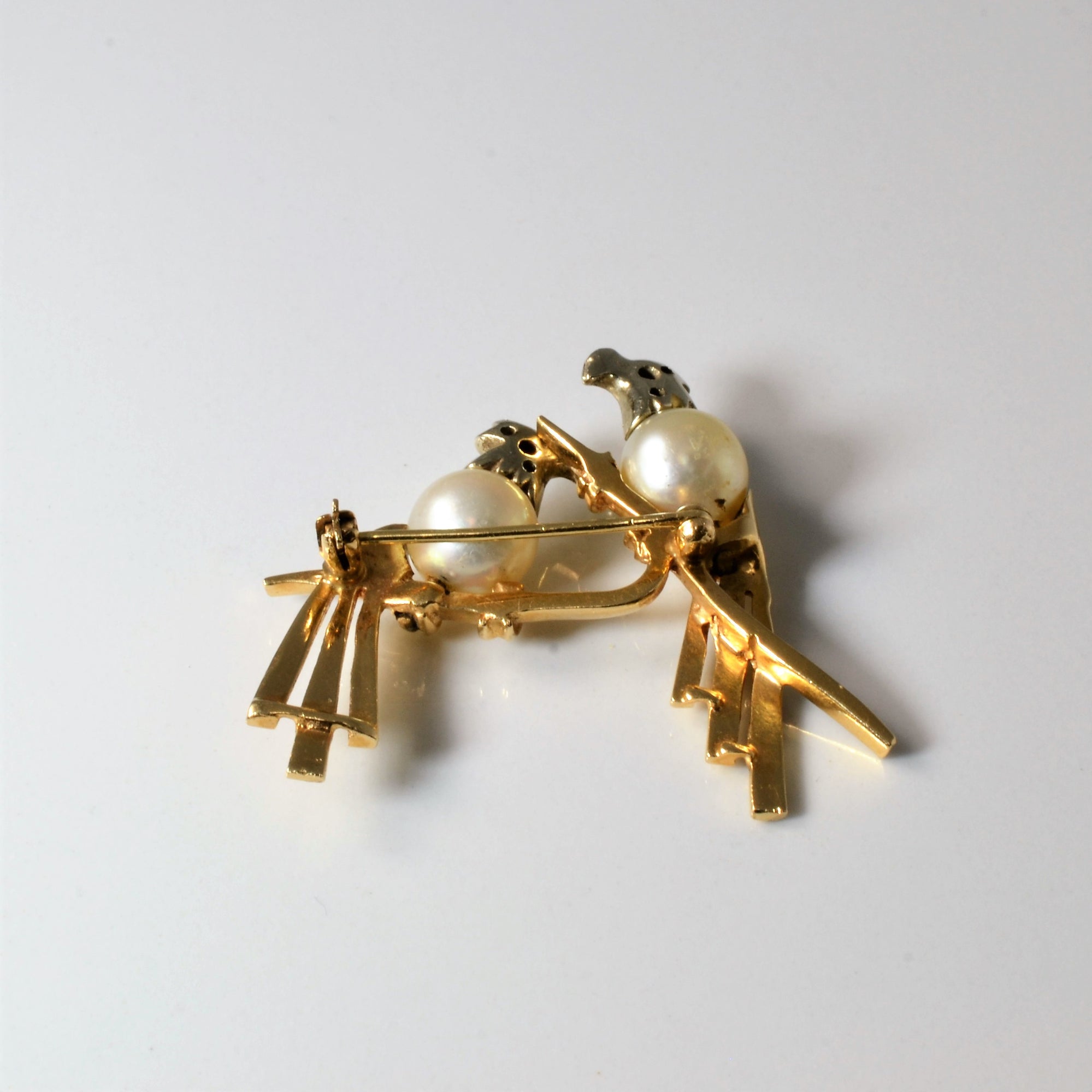 Two Birds Design Multi Gemstone Gold Brooch | 0.03ctw | 0.04ctw |