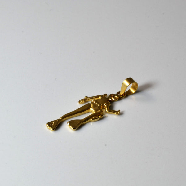 Yellow Gold Scuba Diver Pendant |