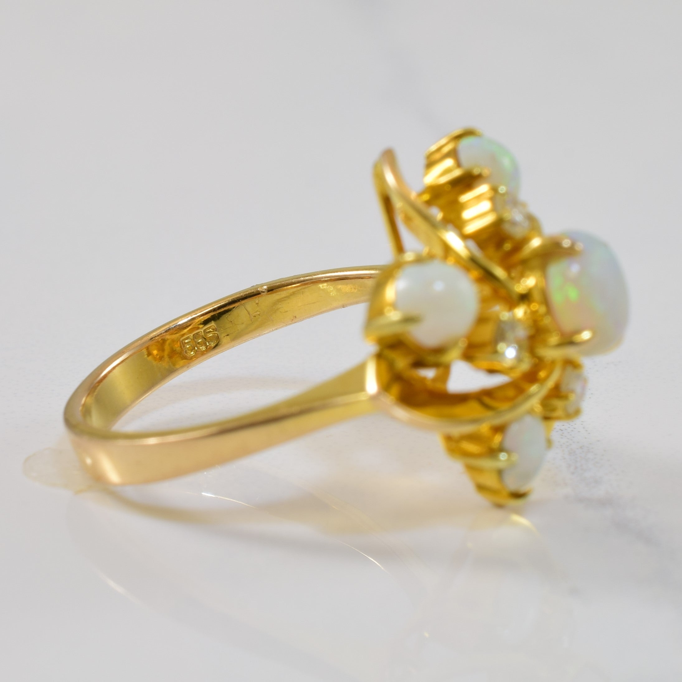 Opal & Diamond Pinwheel Ring | 1.00ctw, 0.14ctw | SZ 6.25 |