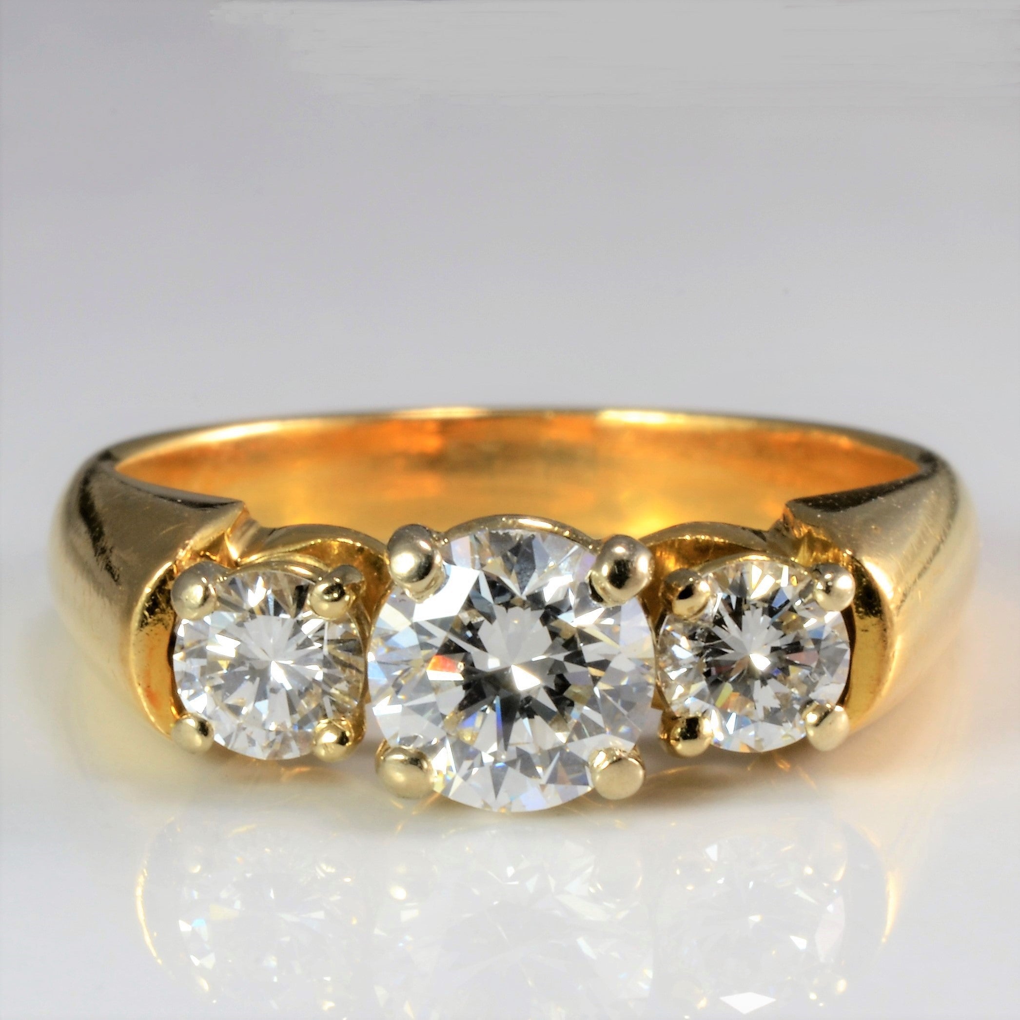 Three Stone Diamond Engagement Ring | 0.87 ctw, SZ 6 |