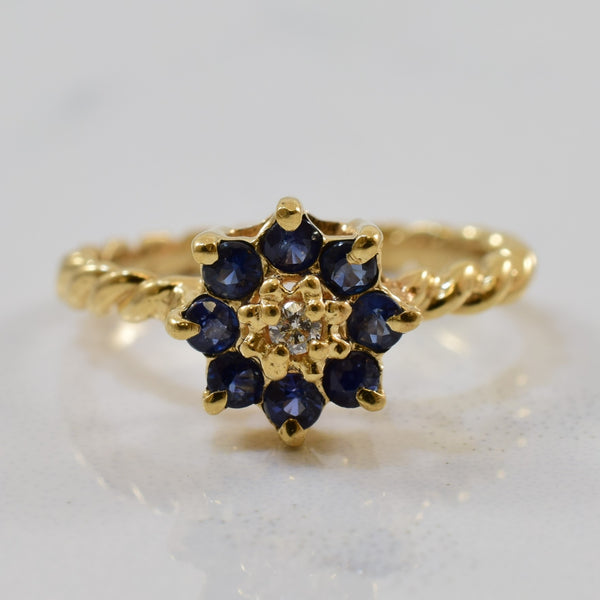 Twisted Band Sapphire Cluster Ring | 0.24ctw, 0.02ctw | SZ 2.5 |