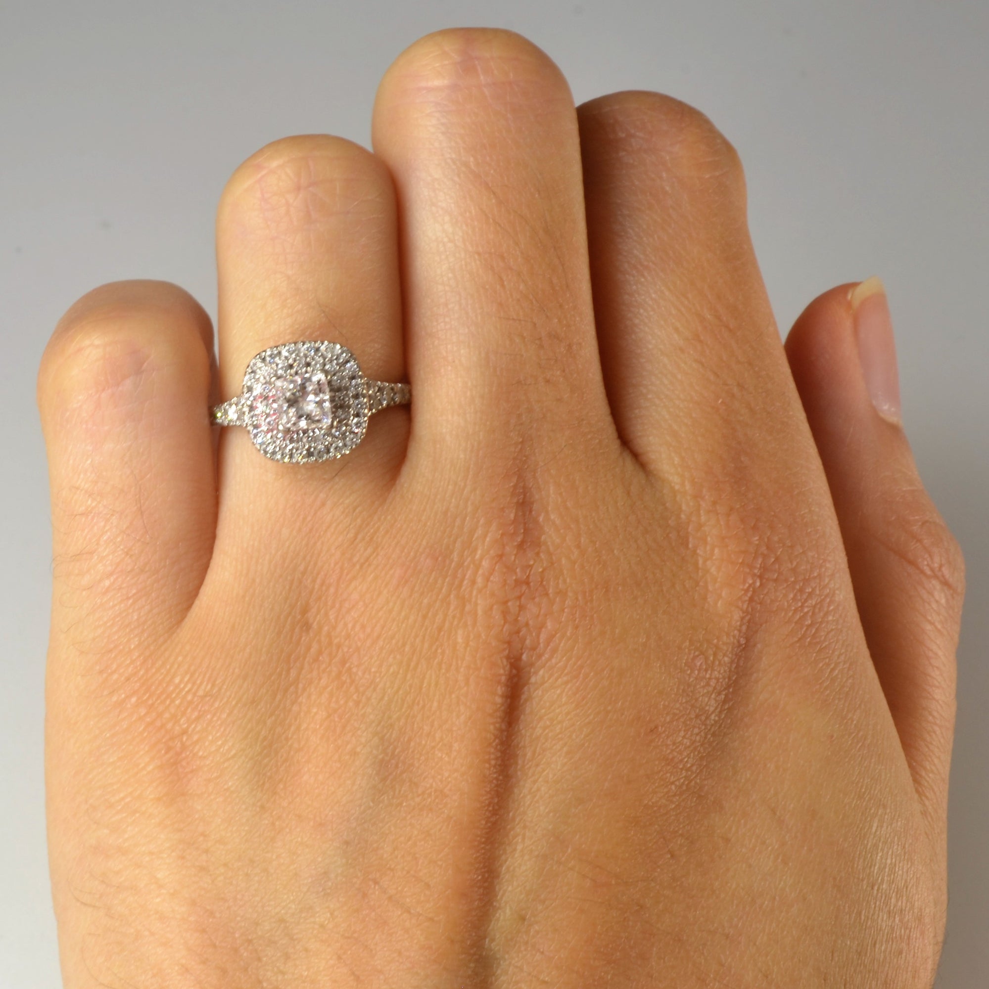Double Halo Diamond Engagement Ring | 0.97ctw | SZ 4.5 |