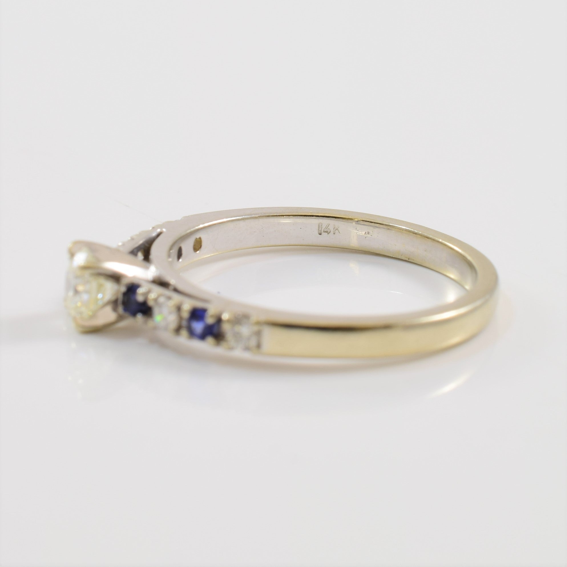 Sapphire & Diamond Band Engagement Ring| 0.10ctw, 0.35ctw | SZ 6.5 |