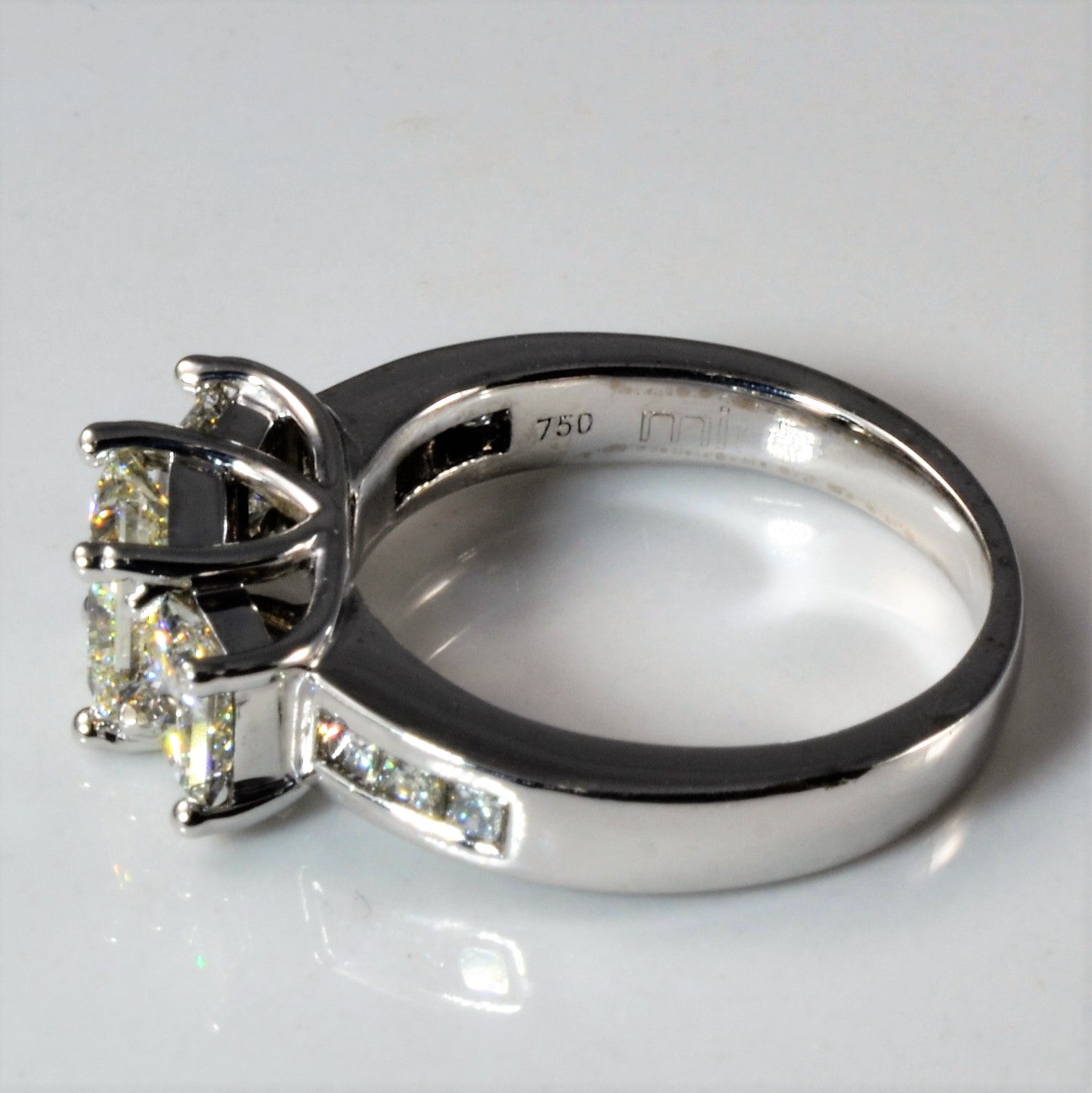 Three Stone Princess Diamond Engagement Ring | 1.39ctw | SZ 4.5 |