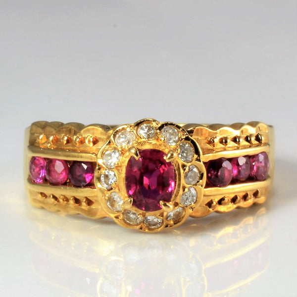 Cocktail Ruby & Diamond Ring | 0.12 ctw, SZ 5.75 |