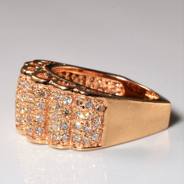Scalloped Rose Gold Pave Diamond Ring | 0.56ctw | SZ 7 |
