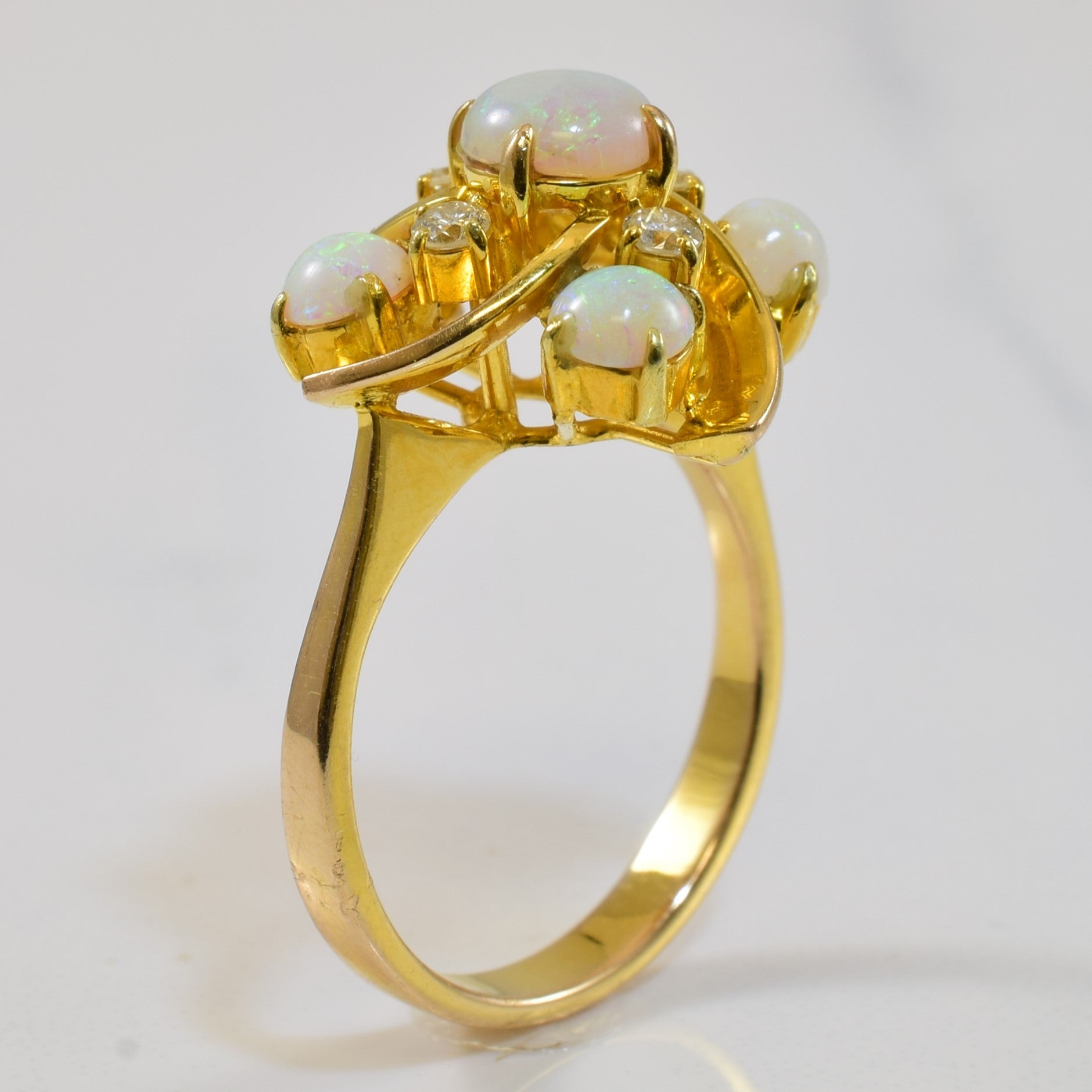 Opal & Diamond Pinwheel Ring | 1.00ctw, 0.14ctw | SZ 6.25 |