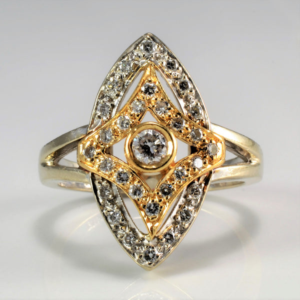 Marquise Shape Two Tone Gold Diamond Ring | 0.40 ctw, SZ 6.5 |