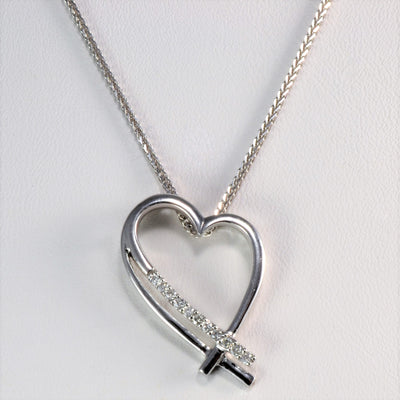 Italian Heart Shape Diamond Pendant Necklace | 0.12 ctw, SZ 16''|