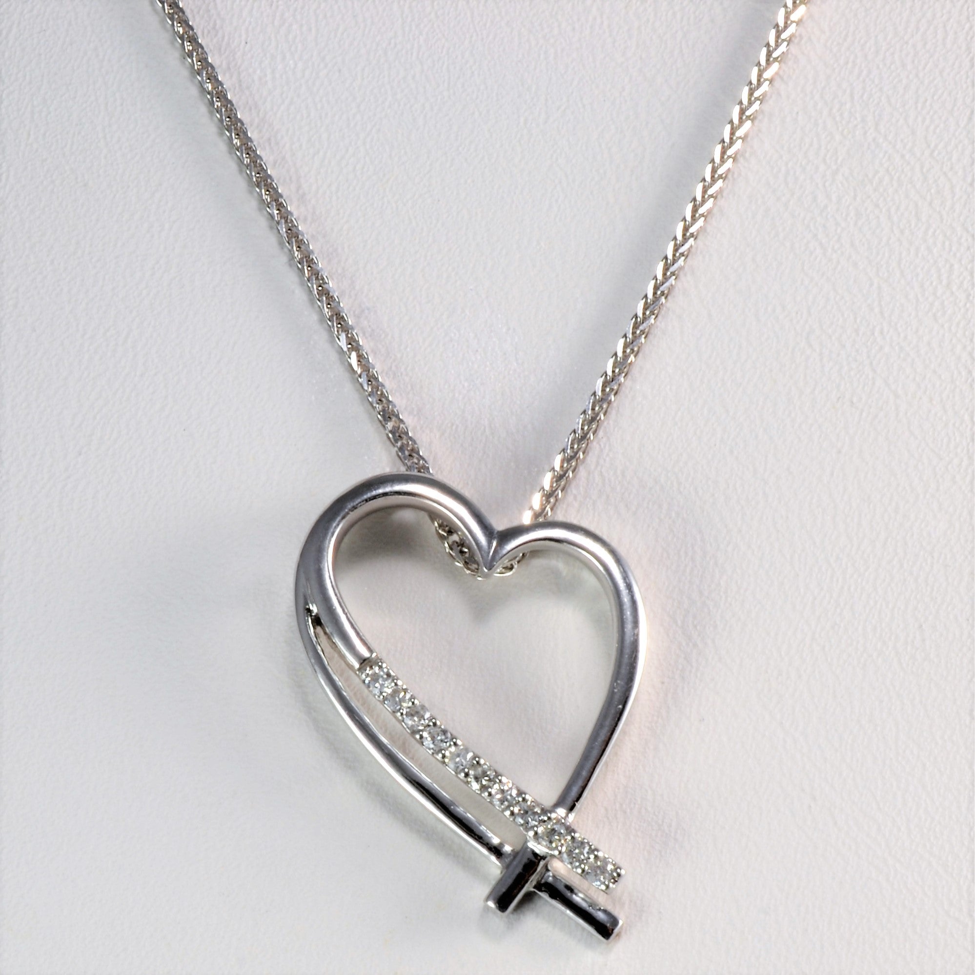 Heart Shape Diamond Pendant Necklace | 0.12 ctw, SZ 16''|