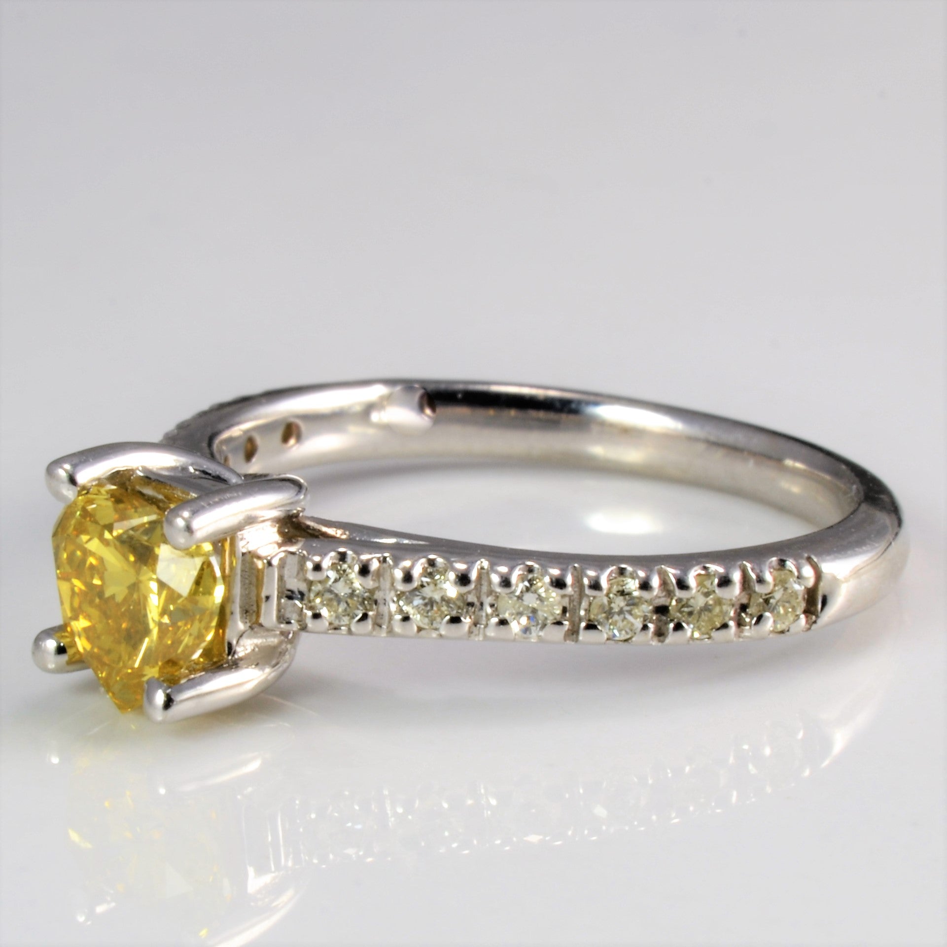 Heart Yellow Diamond with Accents Engagement Ring | 1.03 ctw, SZ 6.5 |