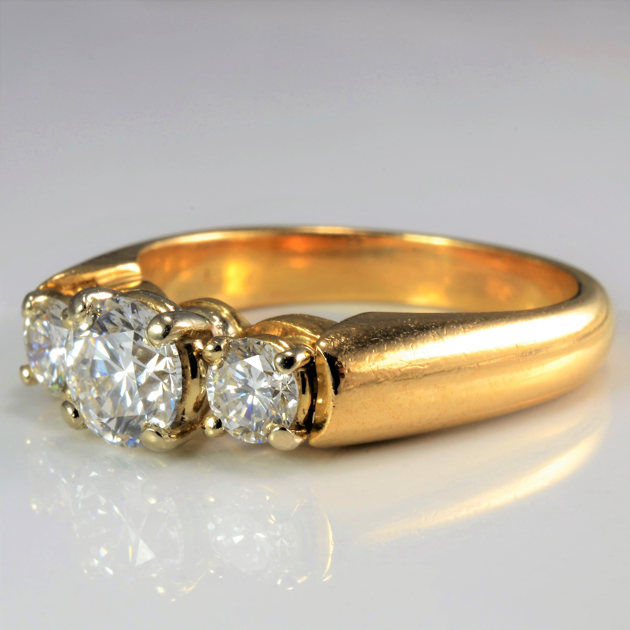 Three Stone Diamond Engagement Ring | 0.87 ctw, SZ 6 |