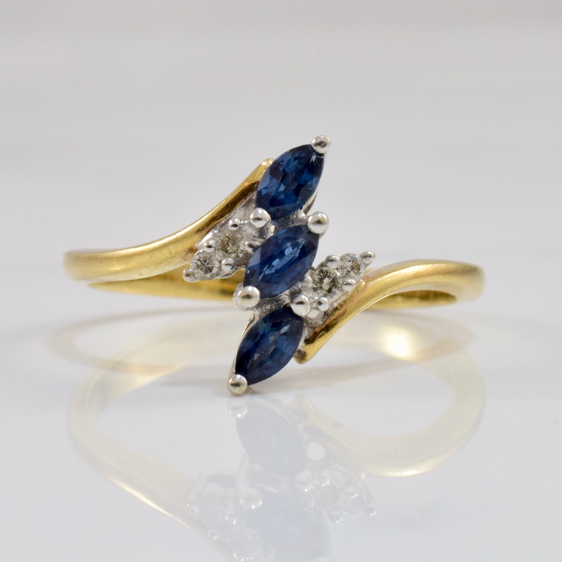 Sapphire and Diamond Bypass Ring | 0.03 ctw SZ 6.5 |