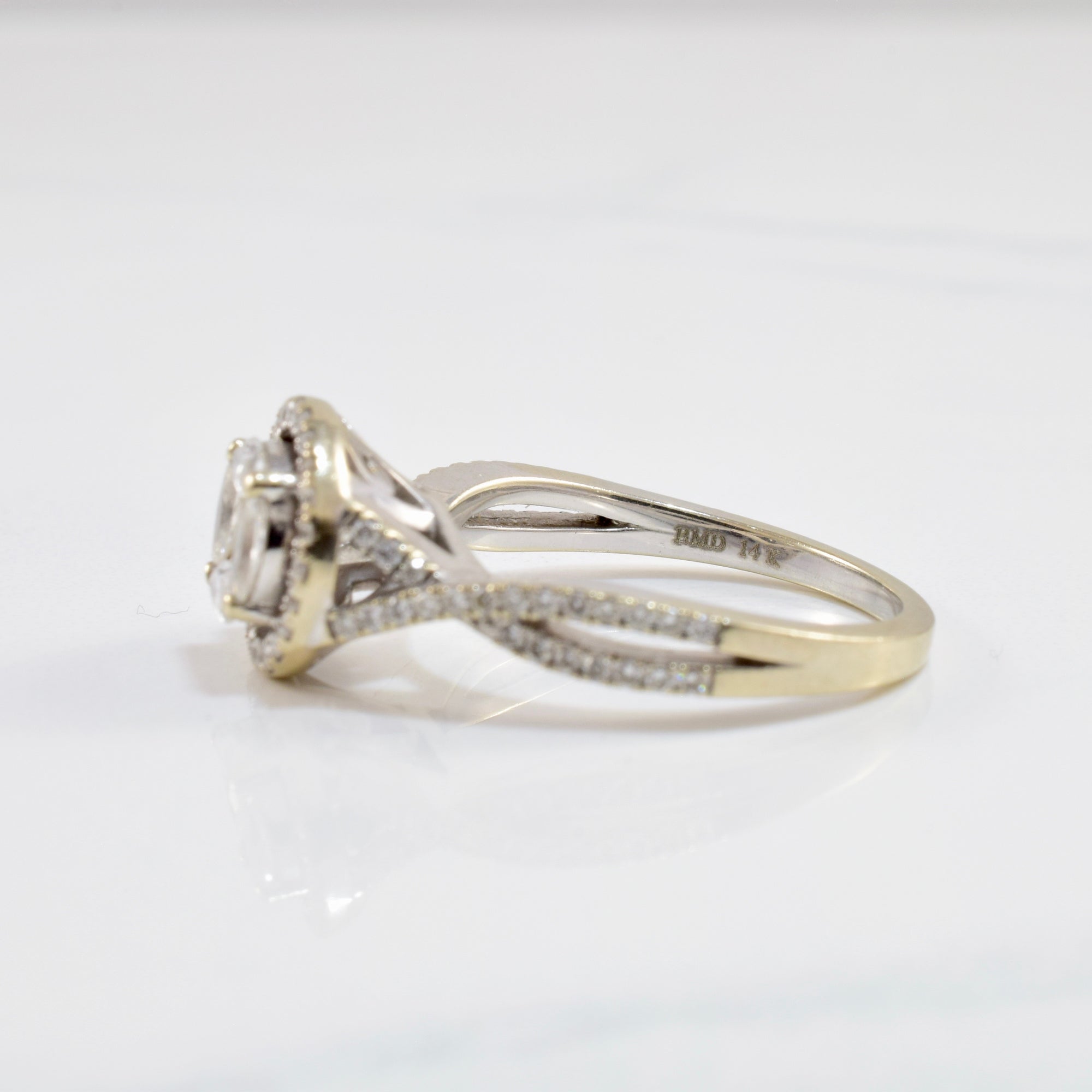 Mixed Cut Diamond Halo Engagement Ring | 0.53 ctw SZ 6.5 |