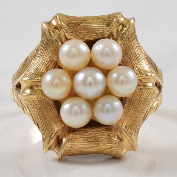 Bamboo Textured Cluster Pearl Ring | 2.80ctw | SZ 7.25 |