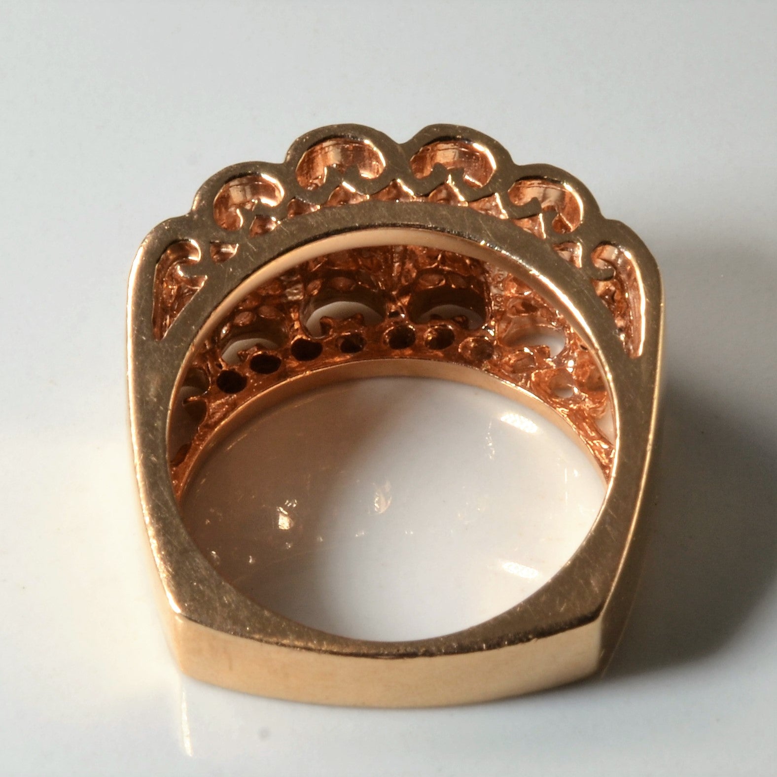 Scalloped Rose Gold Pave Diamond Ring | 0.56ctw | SZ 7 |