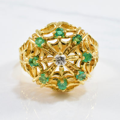 Emerald Crown Cocktail Ring | 0.08ctw, 0.40ctw | SZ 8.75 |