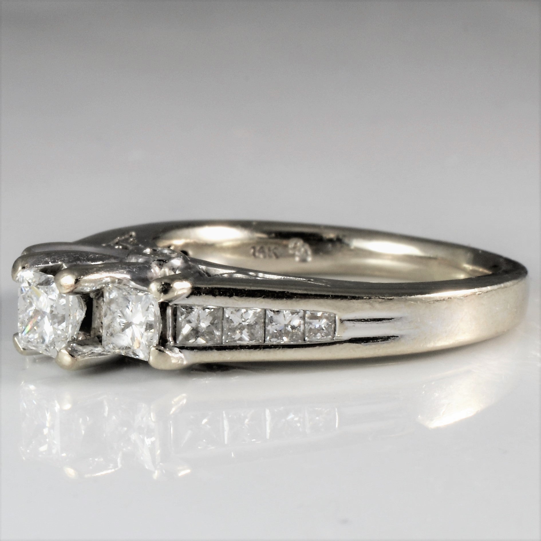 High Set Three Stone Princess Engagement Ring | 1.00 ctw, SZ 5.75 |