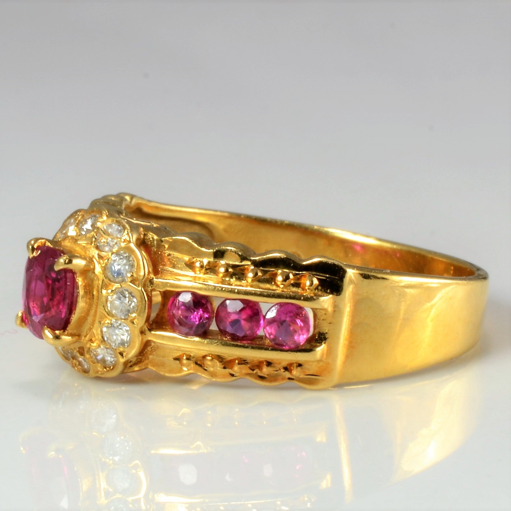 Cocktail Ruby & Diamond Ring | 0.12 ctw, SZ 5.75 |