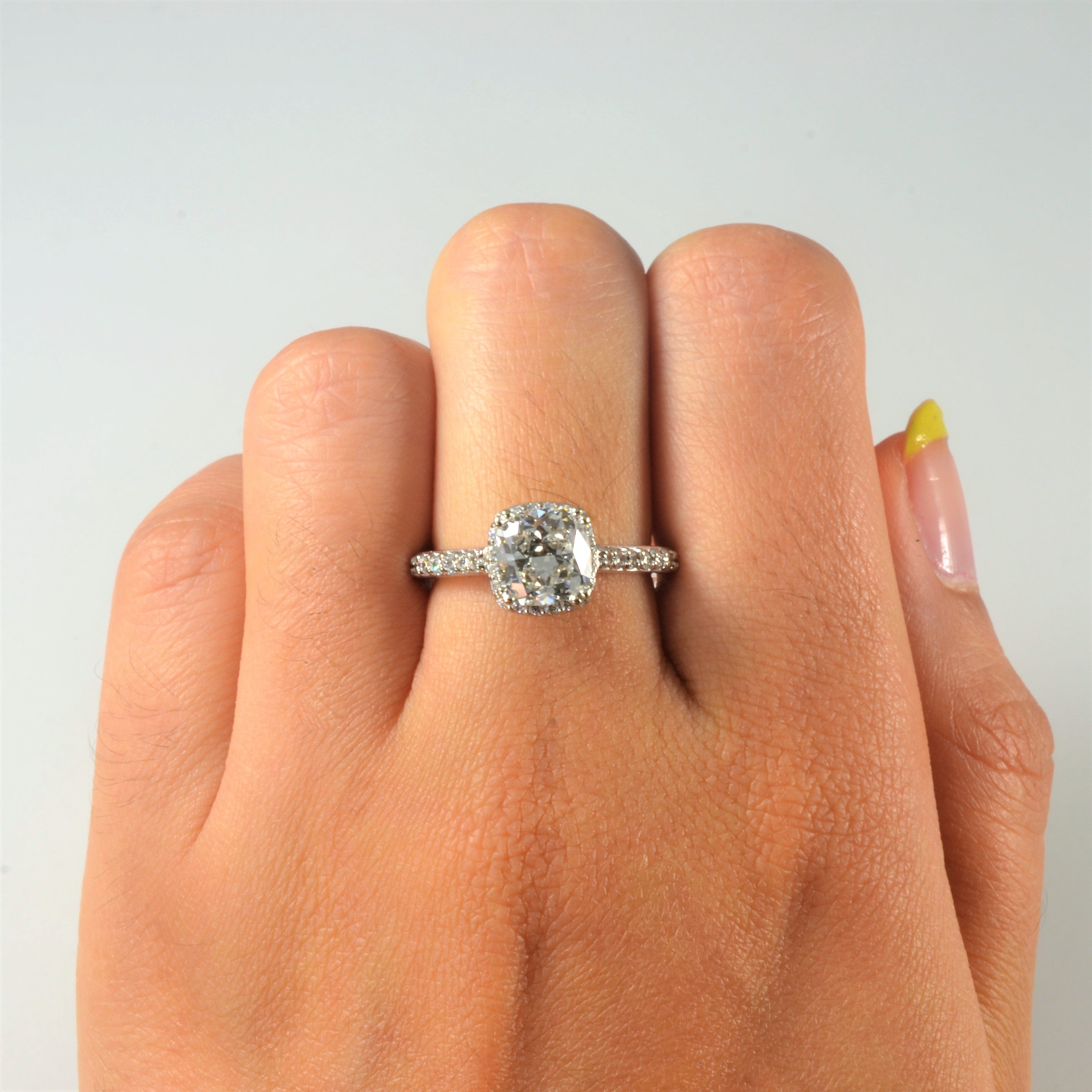 Cushion Diamond Halo Engagement Ring | 2.33ctw | SZ 6.5 |