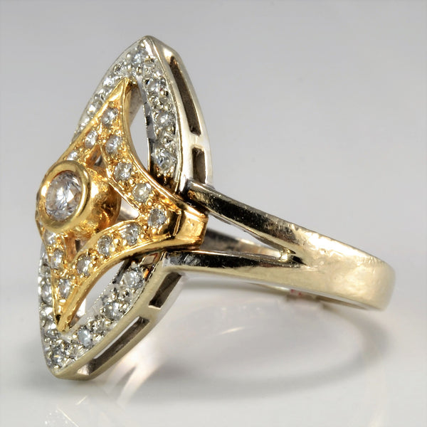 Marquise Shape Two Tone Gold Diamond Ring | 0.40 ctw, SZ 6.5 |