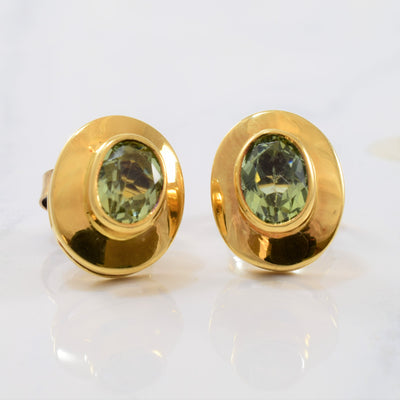 Bezel Set Apatite Stud Earrings | 2.50ctw |