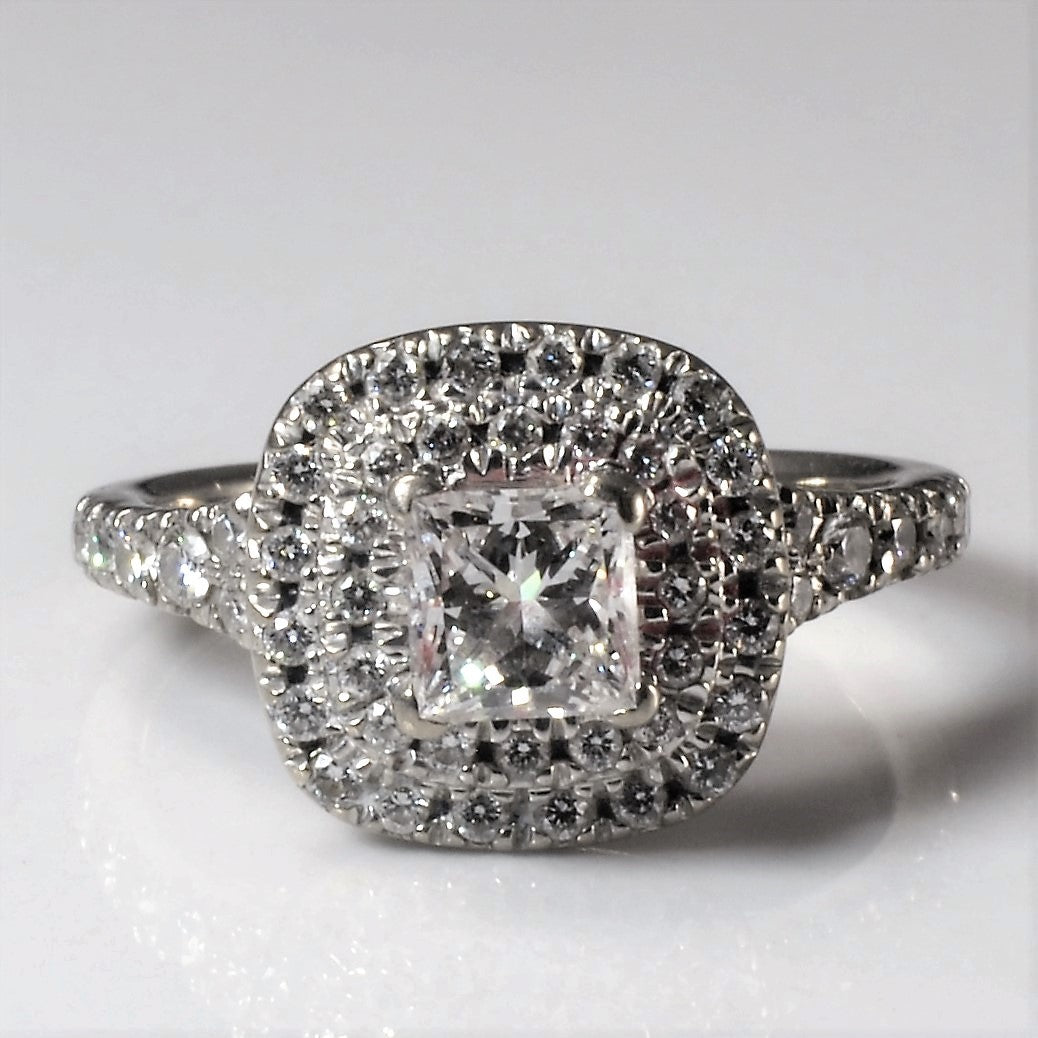 Double Halo Diamond Engagement Ring | 0.97ctw | SZ 4.5 |