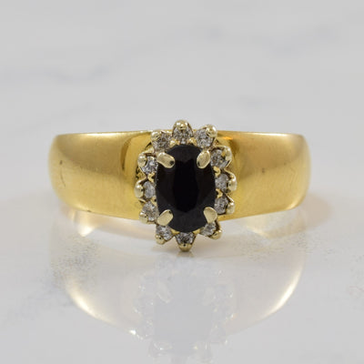 Oval Sapphire & Diamond Halo Ring | 0.60ct, 0.12ctw | SZ 6.5 |