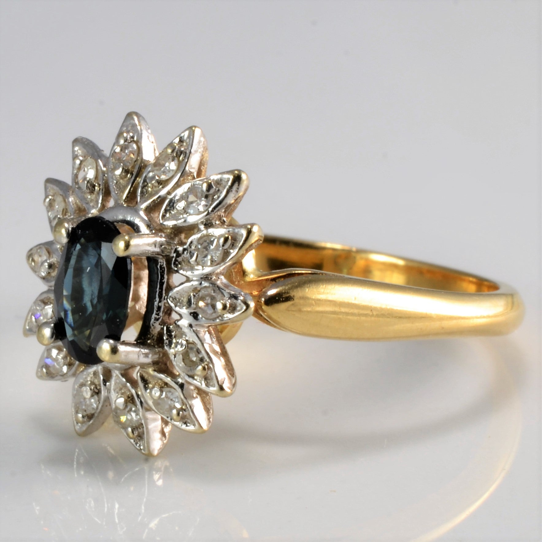 Cocktail Solitaire Sapphire & Diamond Ring | 0.10 ctw, SZ 5.75 |