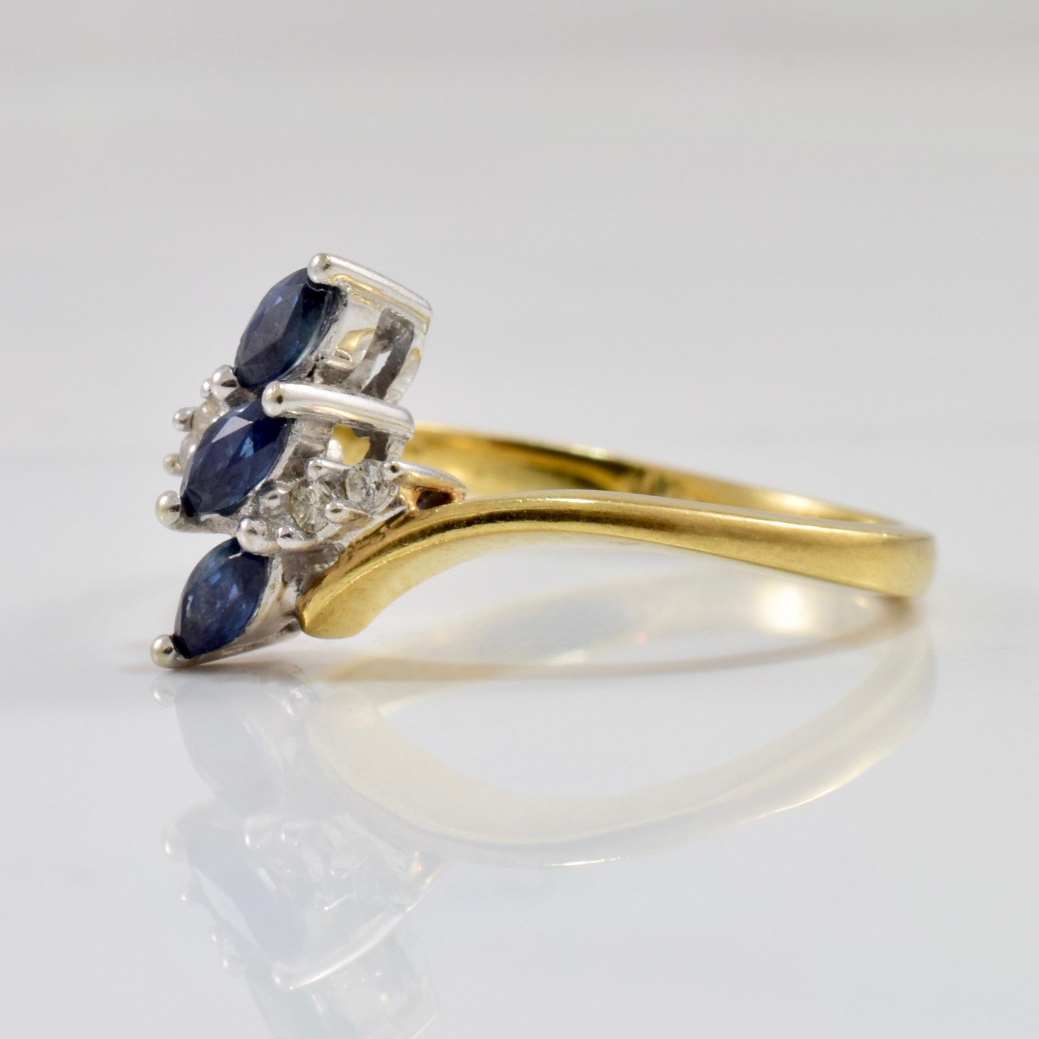 Sapphire and Diamond Bypass Ring | 0.03 ctw SZ 6.5 |